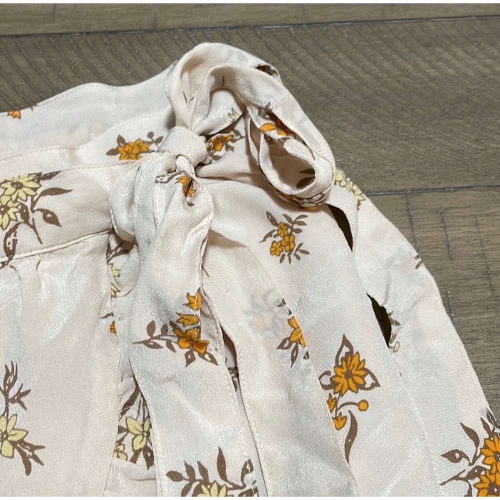 Madewell Meadow Floral Silk Wrap Mini Skirt Cream Orange 10 - Picture 4 of 7